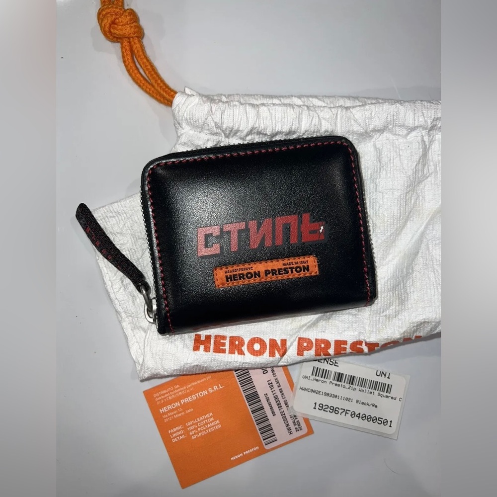 Heron Preston Black Style Zip Wallet/Unisex/$395/Authentic/NWT